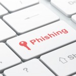 Privacy concept: Key and Phishing on computer keyboard background
